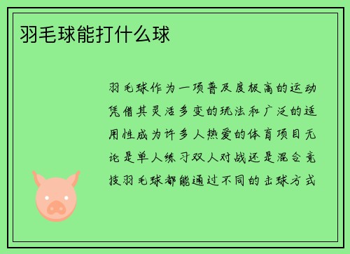 羽毛球能打什么球